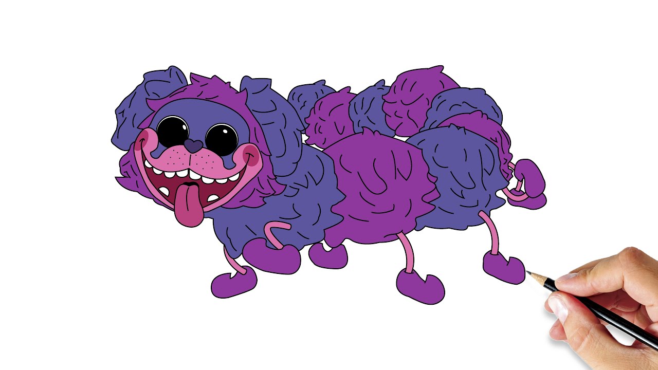 How to draw Pj Pug-a-Pillar easy step by step - draw poppy playtime chapter 2 characters