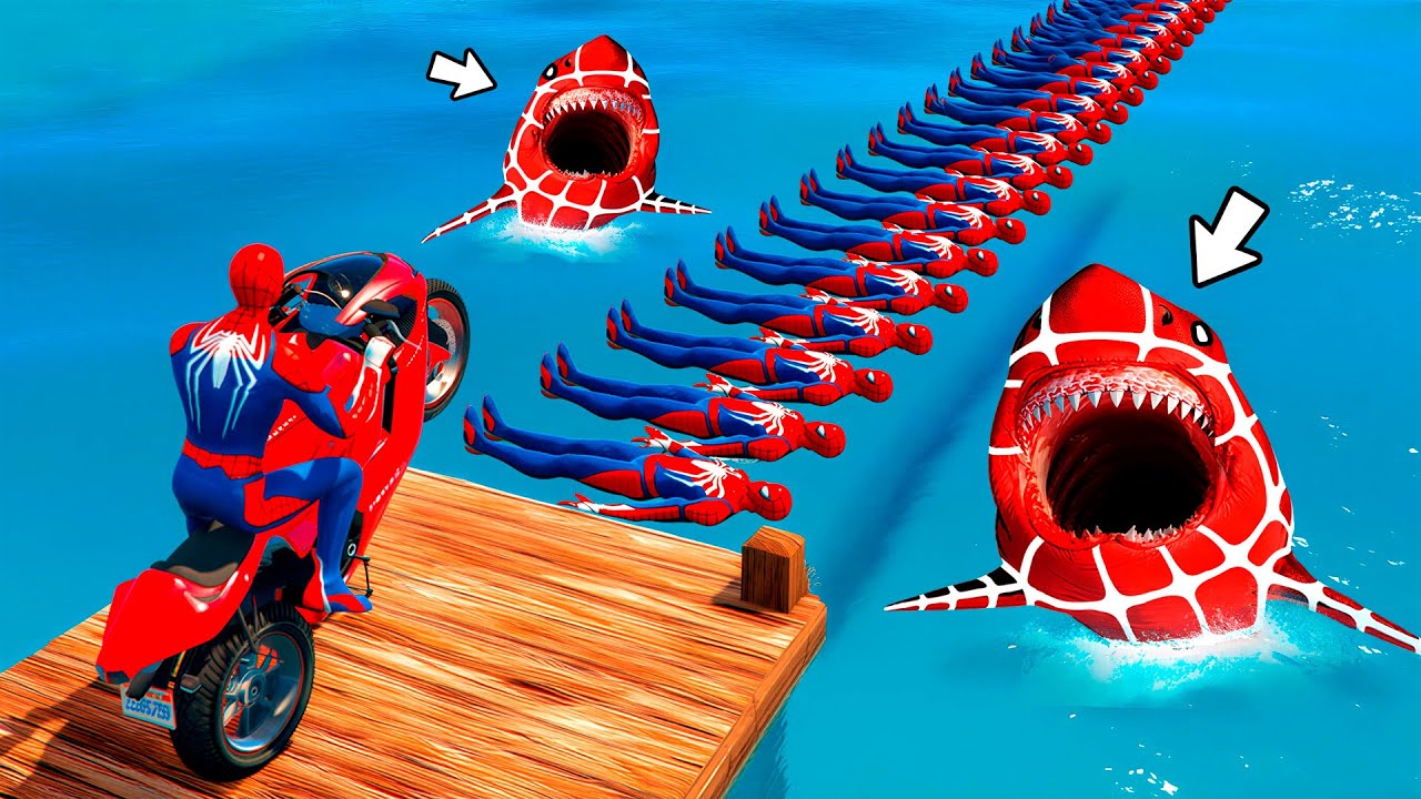 SPIDERMAN vs VENOM MOTORCYCLE RACING CHALLENGE on MEGA RAMP STUNTS