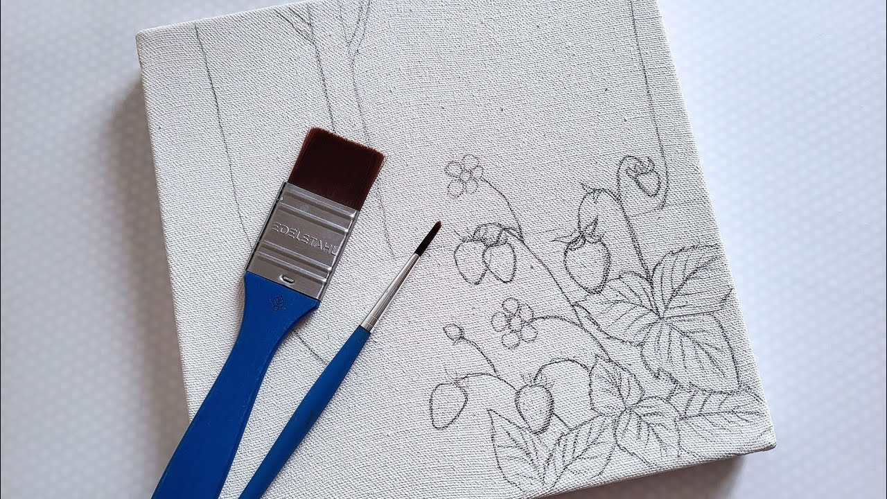 Strawberries In The Forest / Acrylic Painting / Step by step