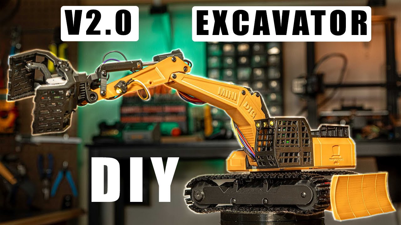V2.0 — самодельный 3D-печатный радиоуправляемый экскаватор