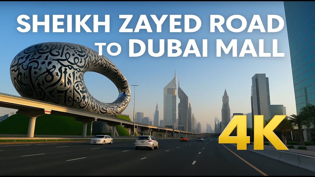Dubai in Motion | 4K  Drive from Sheikh Zayed Road to Dubai Mall