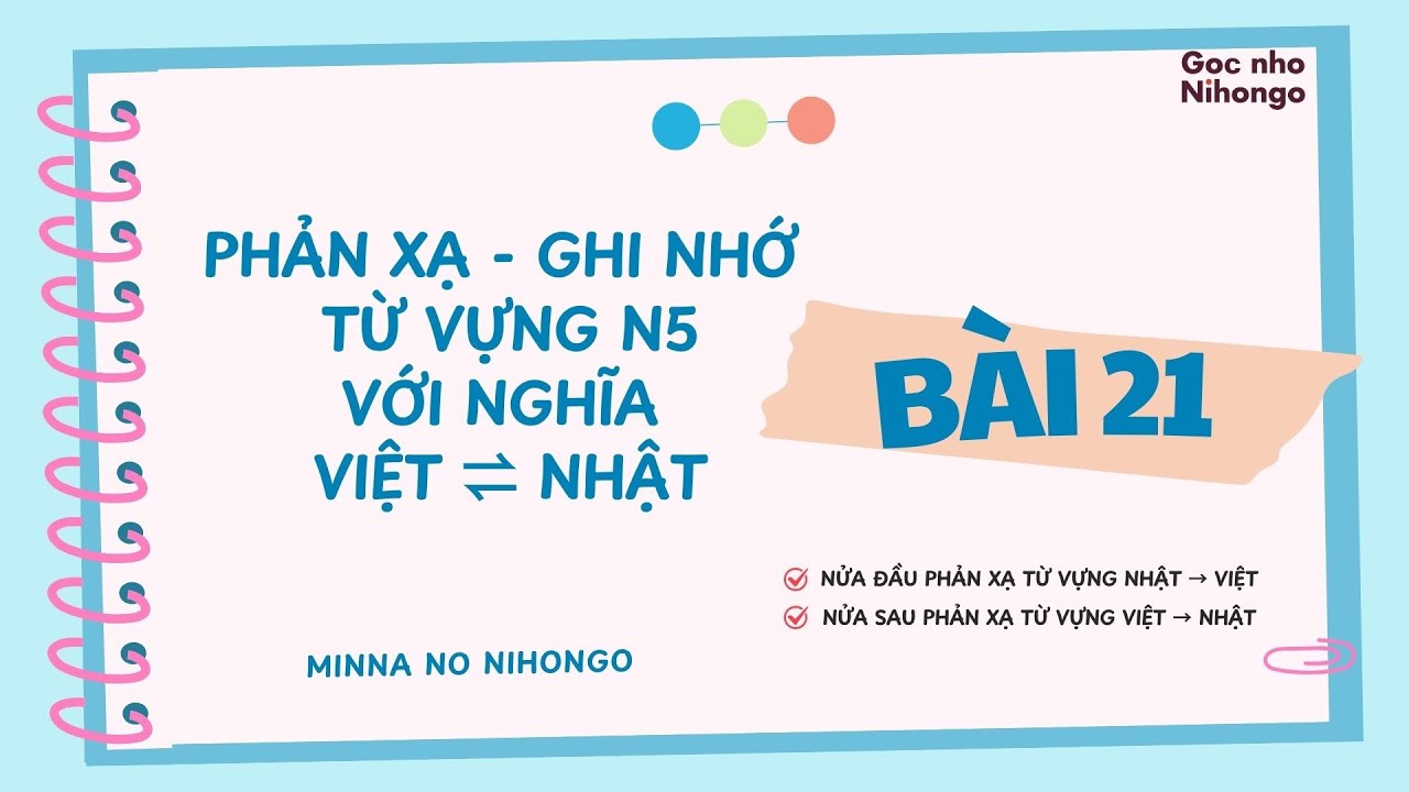 Nhớ nhanh Từ vựng N5 Bài 21 | Minna no Nihongo | Mẫu câu dễ hiểu