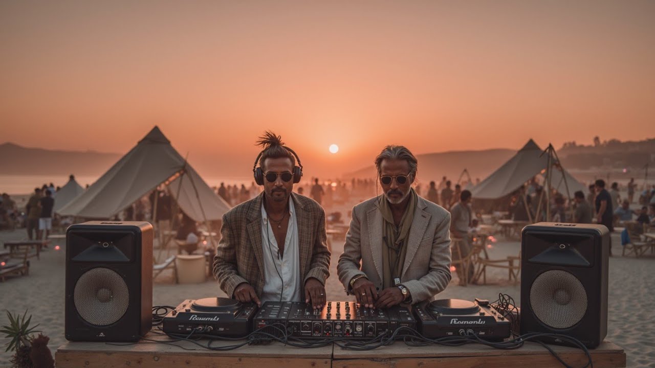 Живой DJ-сет, танцевальные хиты пляжной вечеринки на закате 2025
