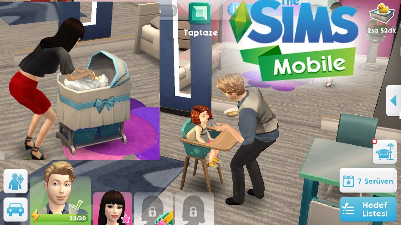 Partileyen 2 Çocuk Annesi Gamze ve çocukları Derin ve Baybars Bebekler // The Sims Mobile #