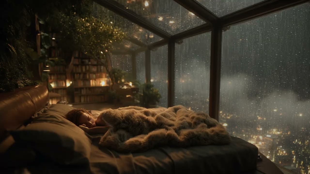 Late-Night Rain and Distant Thunder with Annie Above the City | High-Rise Calm and Slow Hours 🌧️⚡