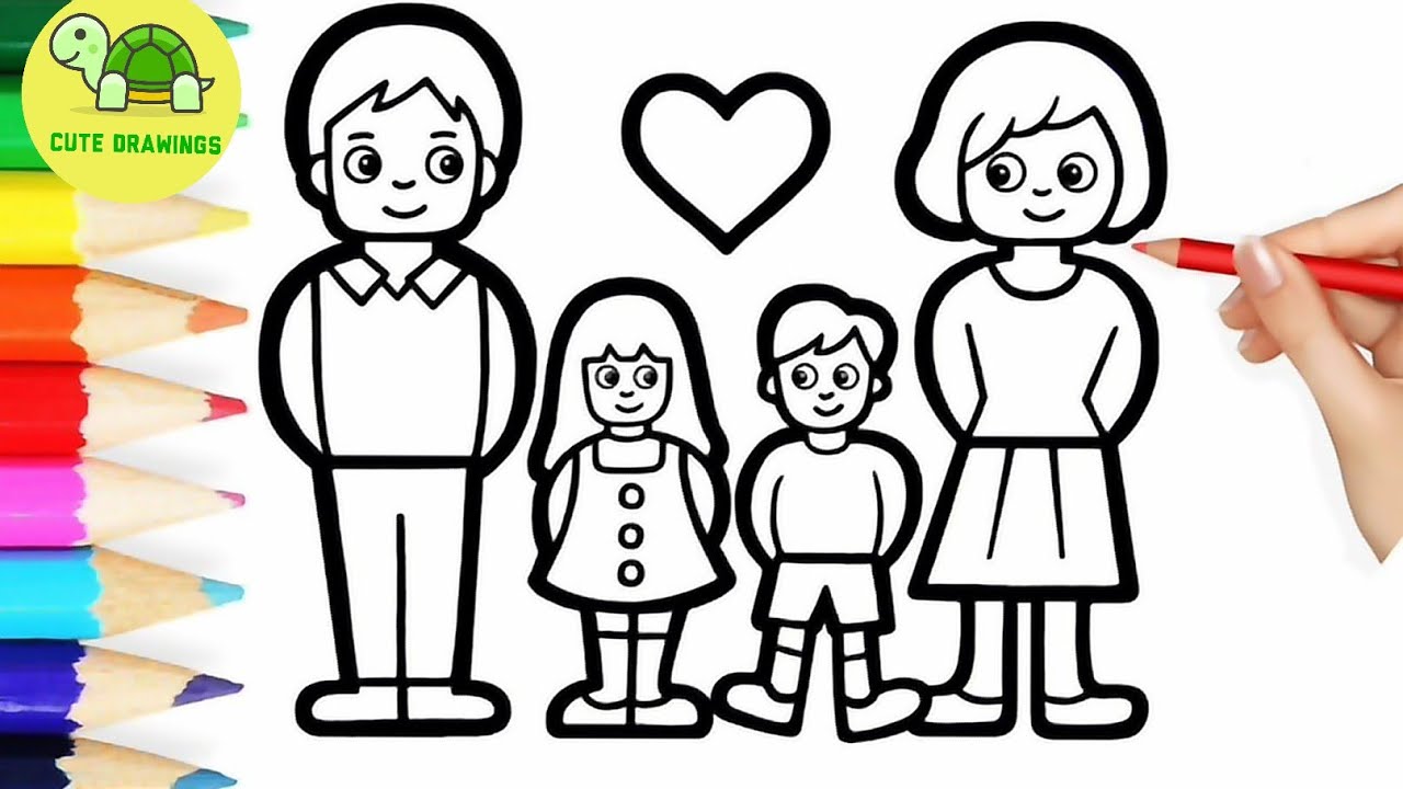 How to Draw family for kids/Bolalar uchun Oila rasm chizish /Рисуем Семья для детей/Zeichnen Familie