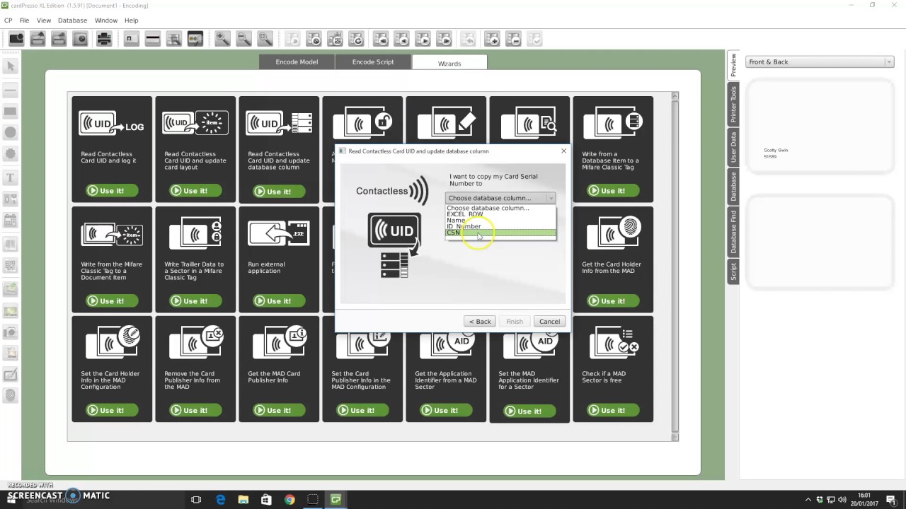 CardPresso MIFARE CSN to Excel