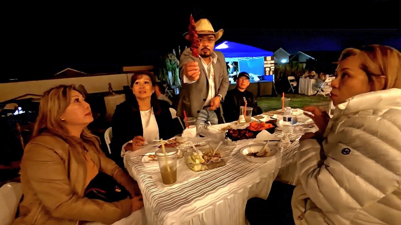 Enjoying delicious food / beautiful night out with friends and families at Lao Town, in Fresno