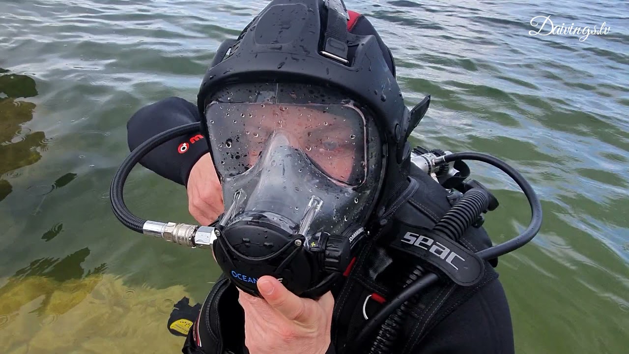 Kā uzvilkt zemūdens niršanas pilnās sejas masku Ocean Reef Neptune?