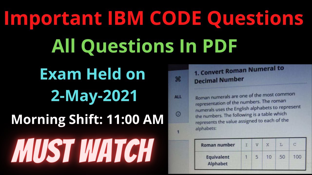 Important Coding Questions || IBM Important Questions With Answers || On 2-May-2021