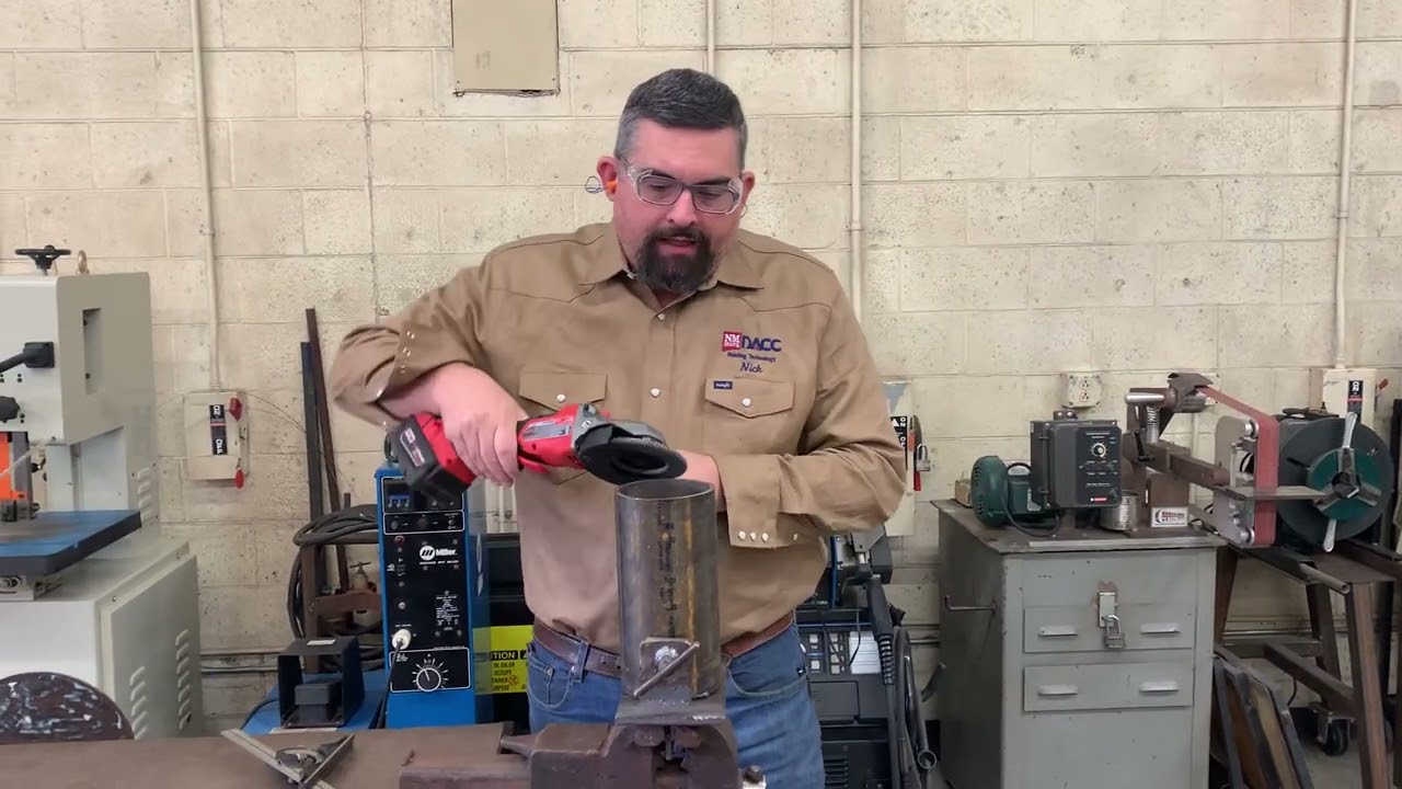 Hand grinding a Bevel on 4” pipe