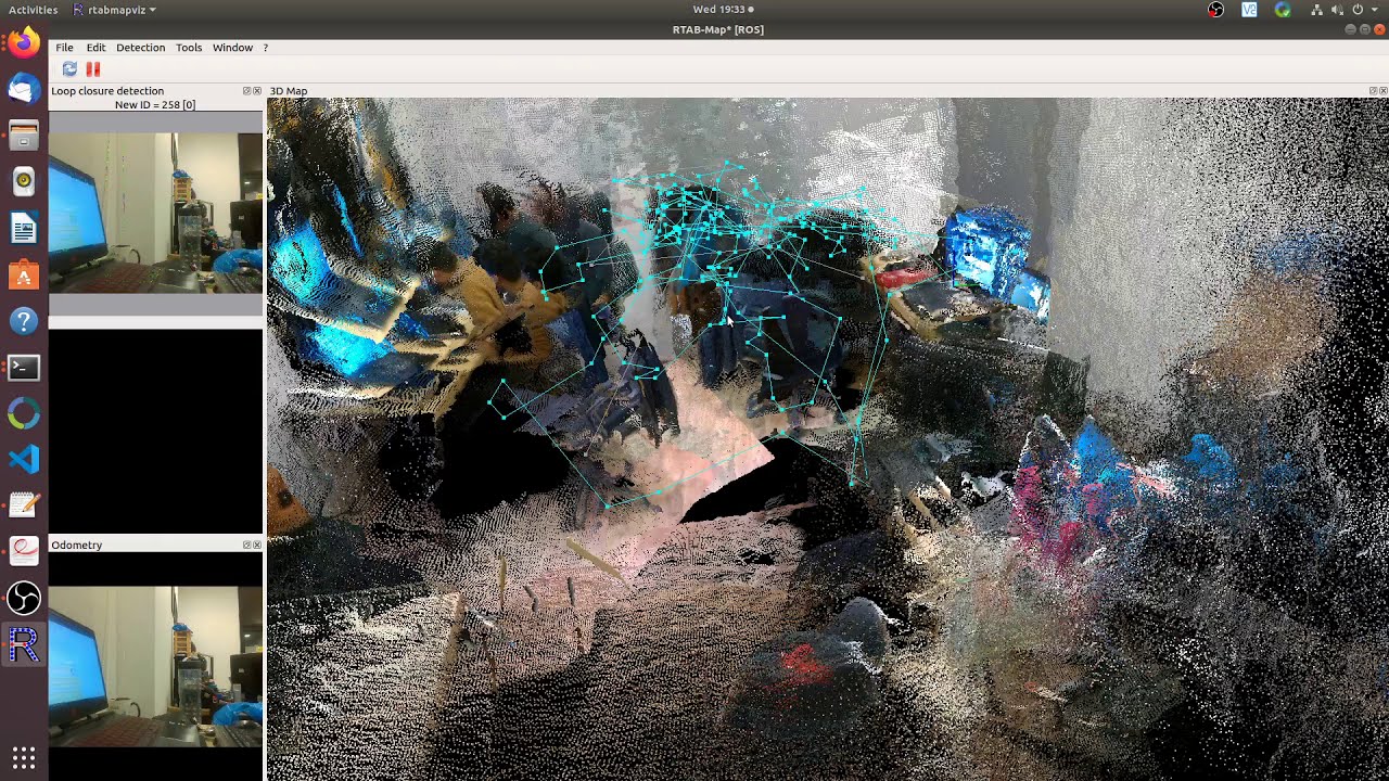 SLAM using rtabmap ROS and intel realsense camera D435 + T265
