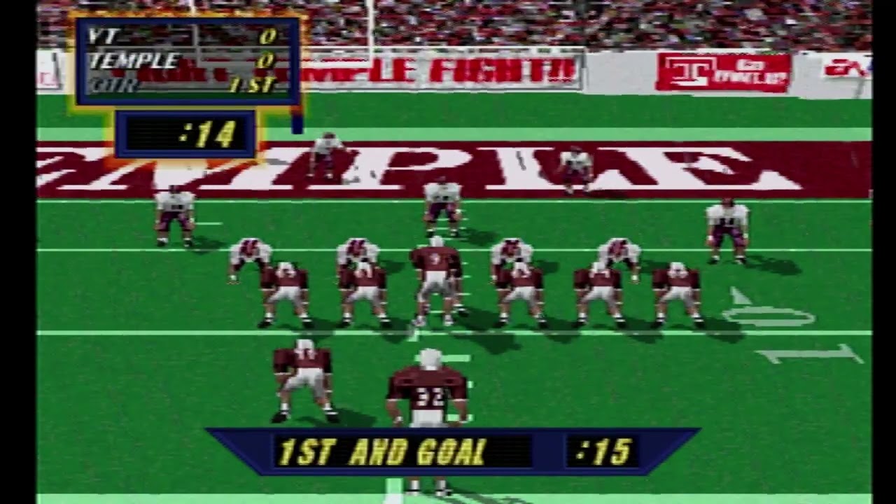NCAA Football '98 (Режим симуляции сезона - Virginia Tech Gamecocks 1-1 против Temple Owls 0-3)
