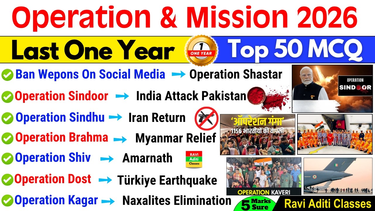 Operation 2026 Current Affairs | Important Operations Shastra 2026 | Pramukh Operation and Mission