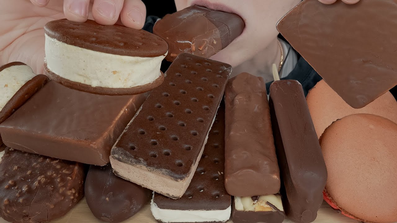 ASMR Chocolate Ice Cream & Giant Macarons *Snickers, Kind Frozen, Klondike, Magnum, Sandwich