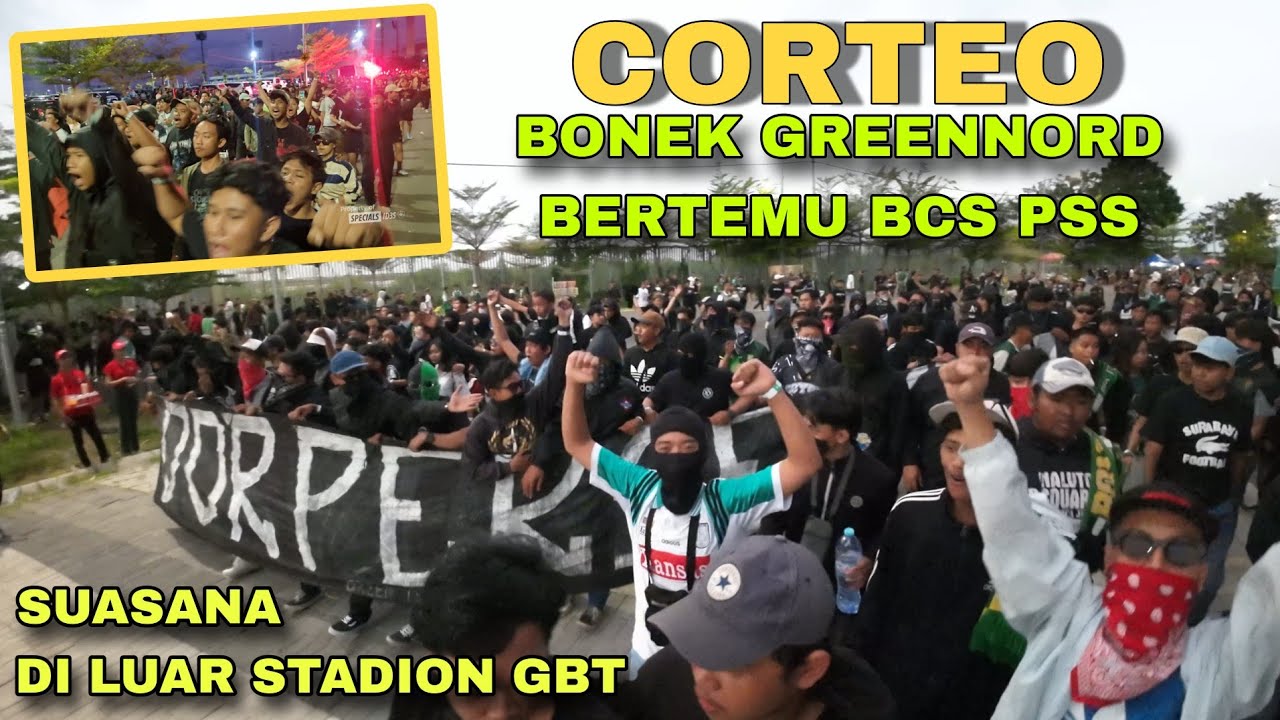 Saat Corteo Bonek Greennord bertemu Corteo BCS PSS di Luar Stadion GBT