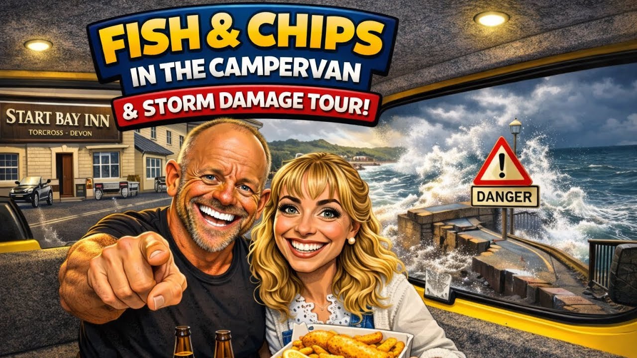 Fish & Chips in the Campervan Storm Damage at Torcross | Start Bay Inn Devon