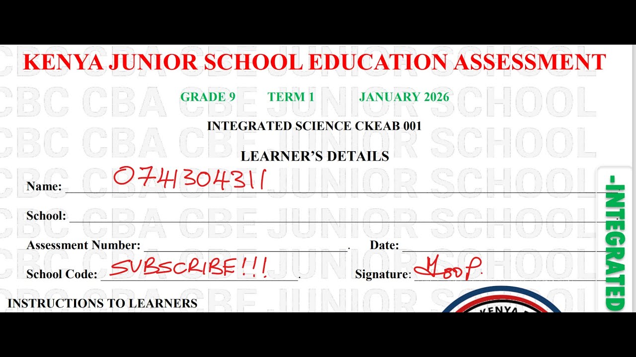 GRADE 9 INTEGRATED SCIENCE PP1 (001) 2026 – FULL PAPER DISCUSSION | CBC KENYA