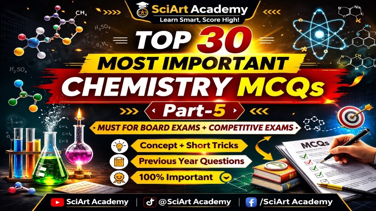 TOP 30 MOST IMPORTANT CHEMISTRY MCQs|| Part-5 ||SciArt Academy