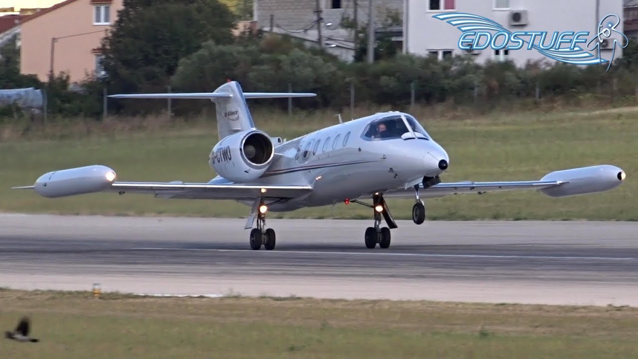 Learjet 35 Air Ambulance with Wingtip Tanks Takeoff - Split airport SPU/LDSP