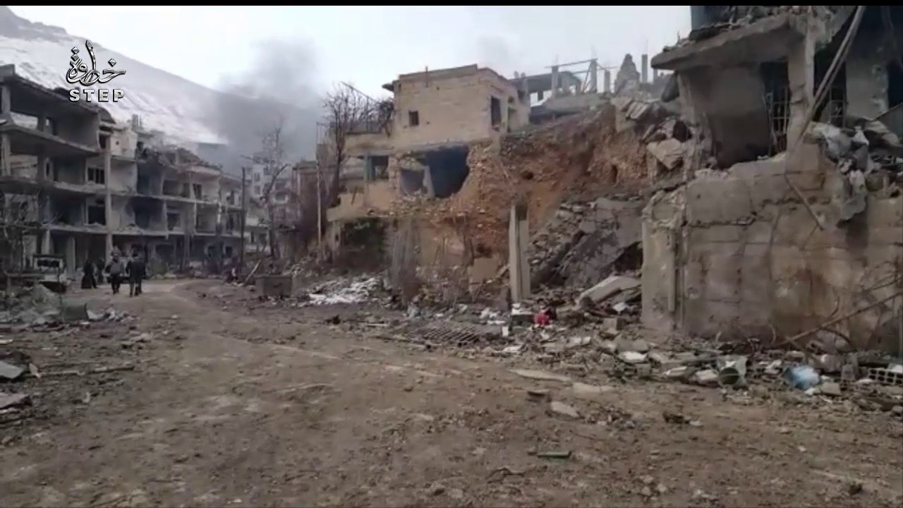خطوة || شاهد الدمار في قرية عين الفيجة بوادي بردى بعد توقف العمليات العسكرية والتوصل لاتفاق نهائي