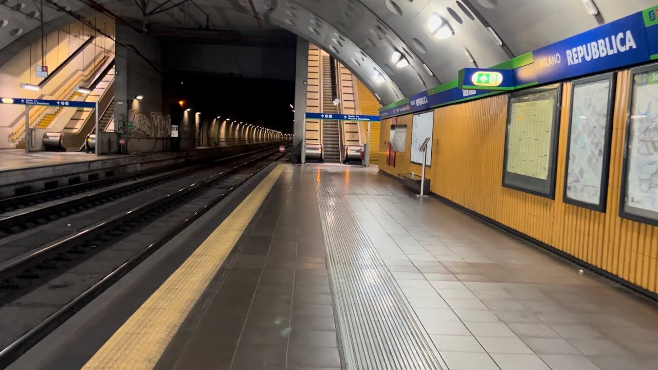 Milan, Italy. 4x O&K Sabiem Escalator ride at Milano Repubblica Suburban Rail Station - 2nd exits
