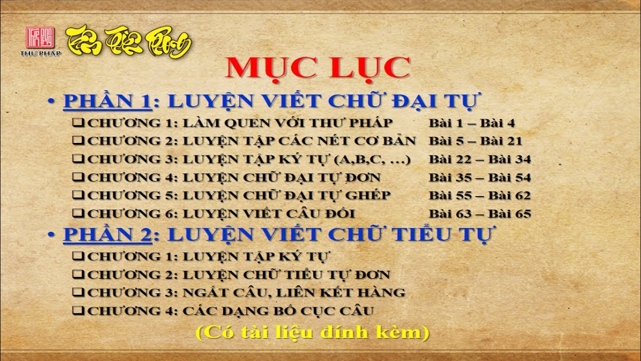 [Tâm Thiên Phong] Video 02 - Tổng quát các nội dung hướng dẫn luyện viết thư pháp