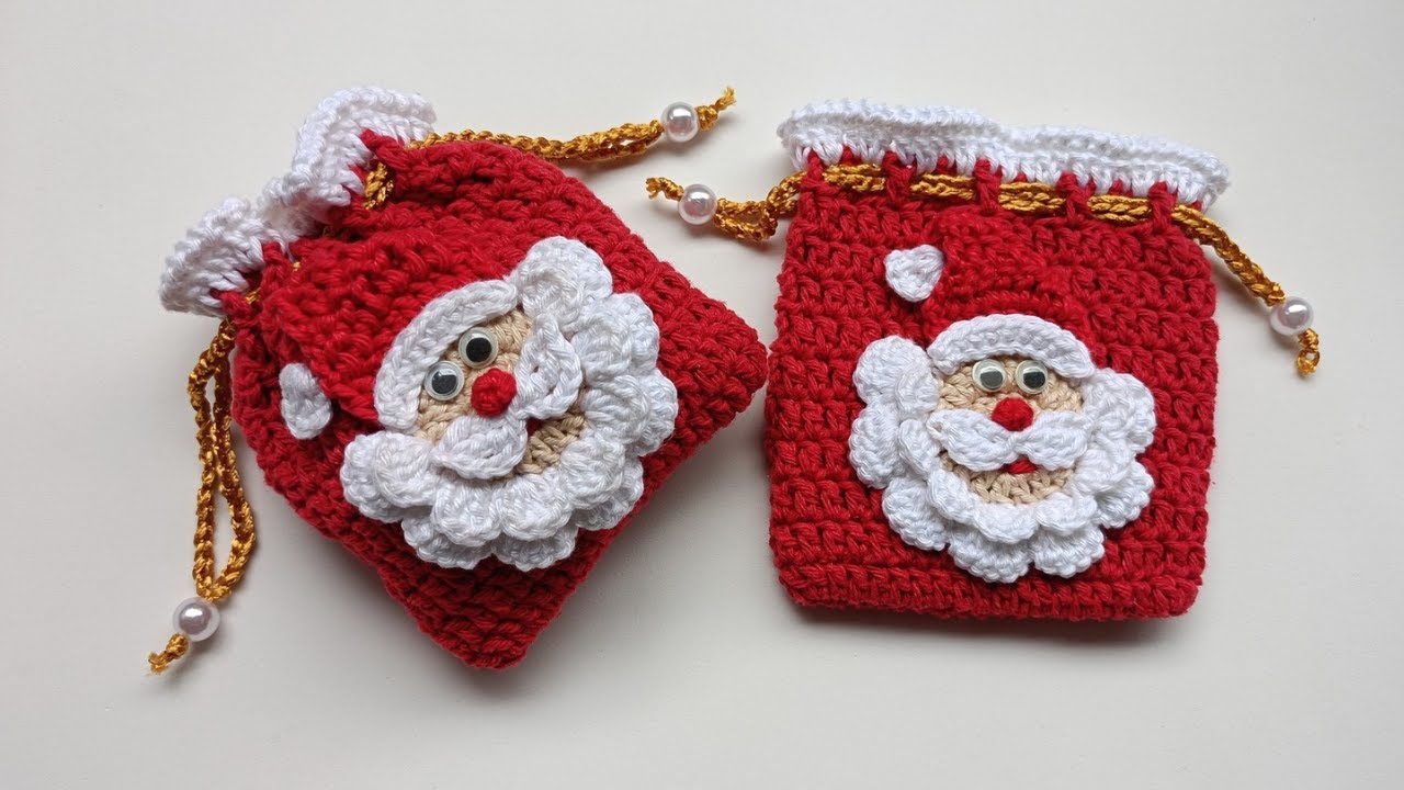 Saquinho de natal em crochê