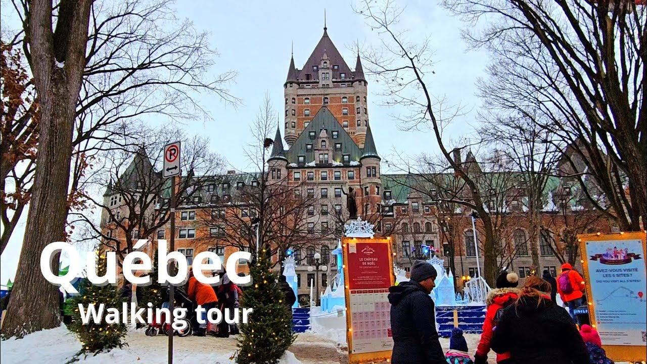 Château Frontenac🎄❄ | Walking in quebec city | Christmas market of Quebec | Weekend Tour 2023 [UHD]