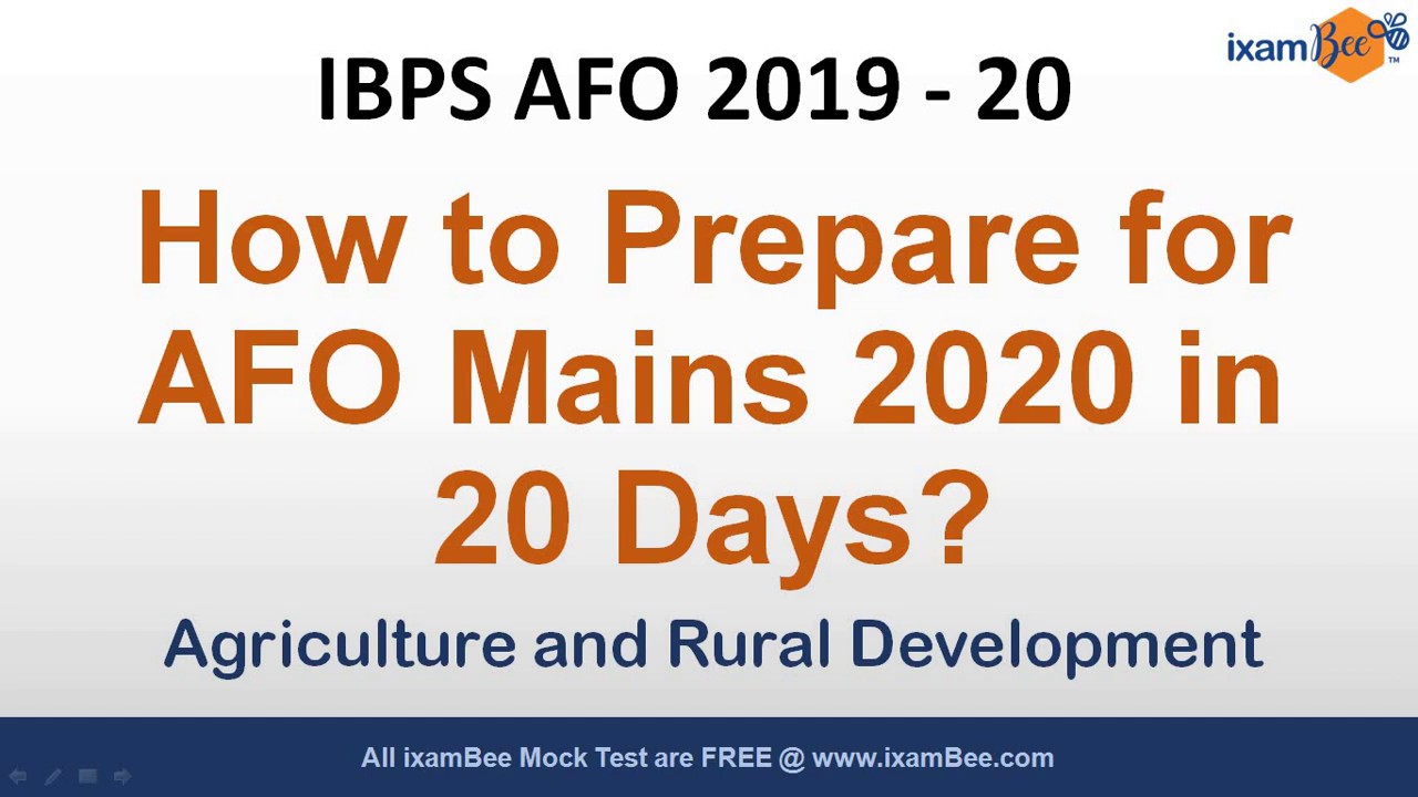 How to Prepare for IBPS AFO Mains 2020 in 20 Days