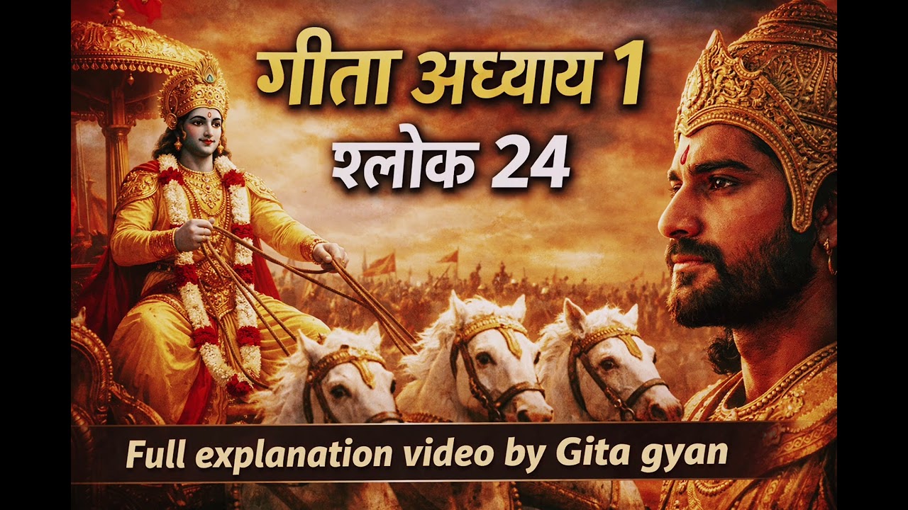 भगवद गीता अध्याय 1 श्लोक 24 – दो सेनाओं के बीच रथ