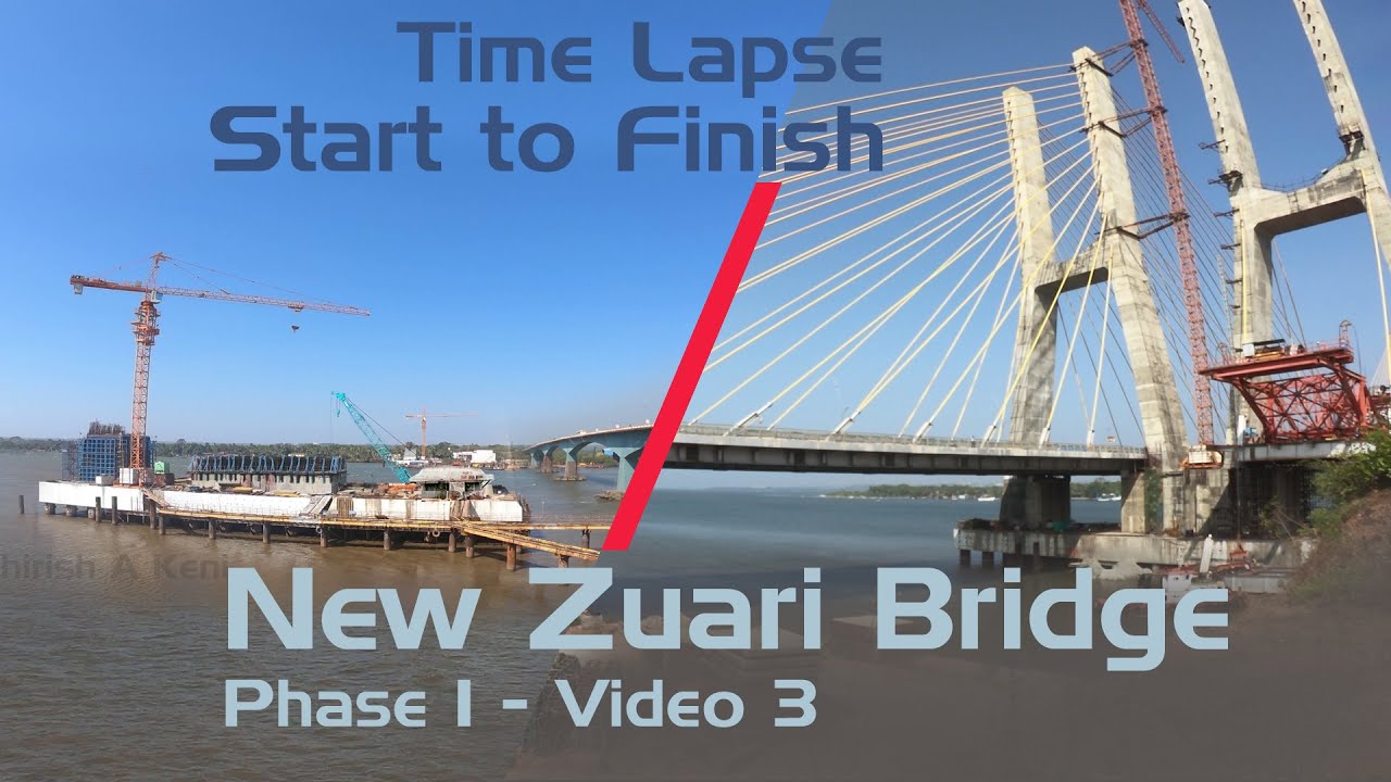 Cable-stayed bridge construction method at New Zuari bridge Goa|zuari bridge time lapse| ph1 video 3