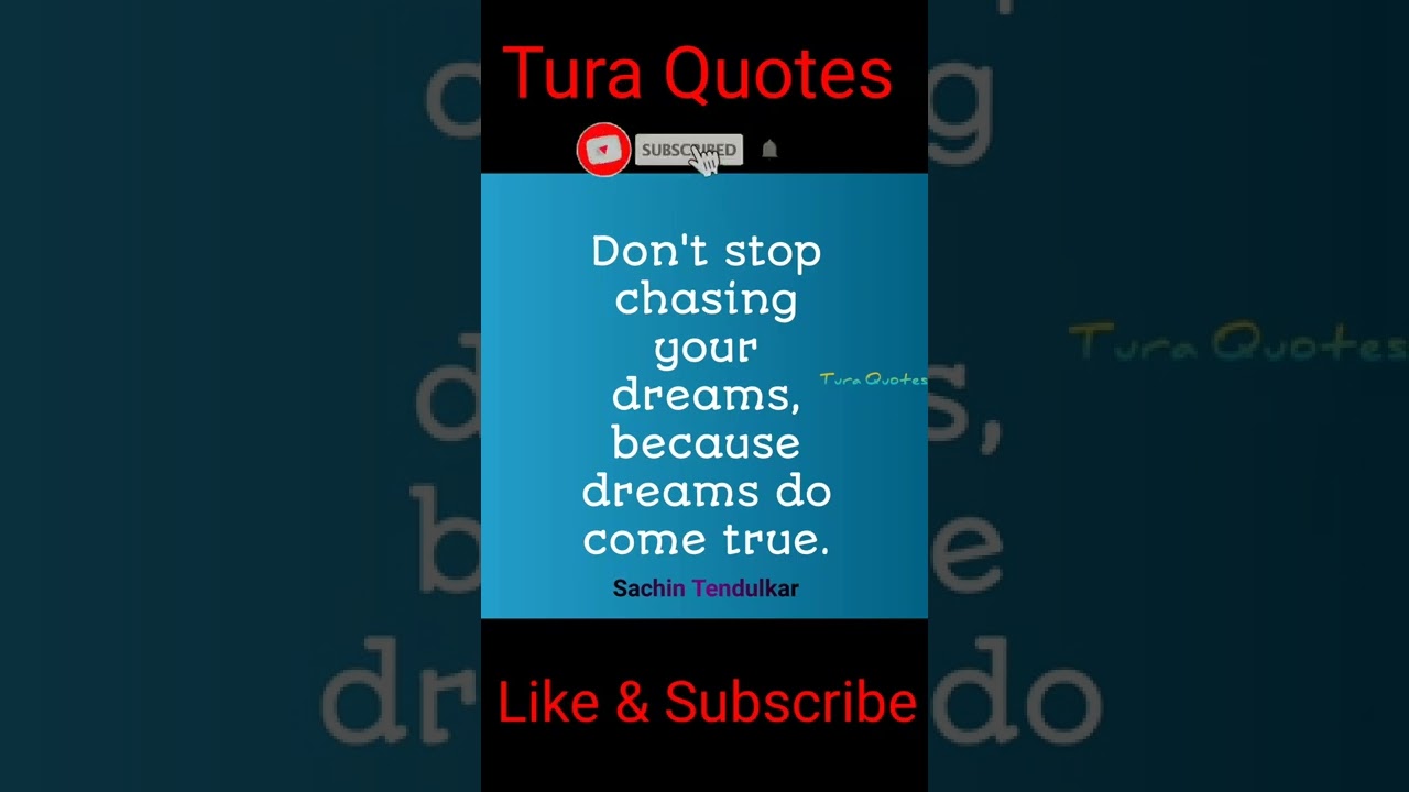 Sachin Tendulkar Quotes chase your dreams | sachin tendulkar success quotes #shorts #shortsvideo