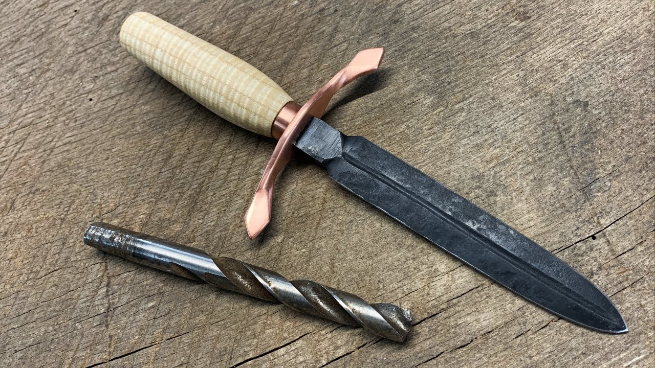 Forging a Drill Bit Knife - with a Little Woodturning
