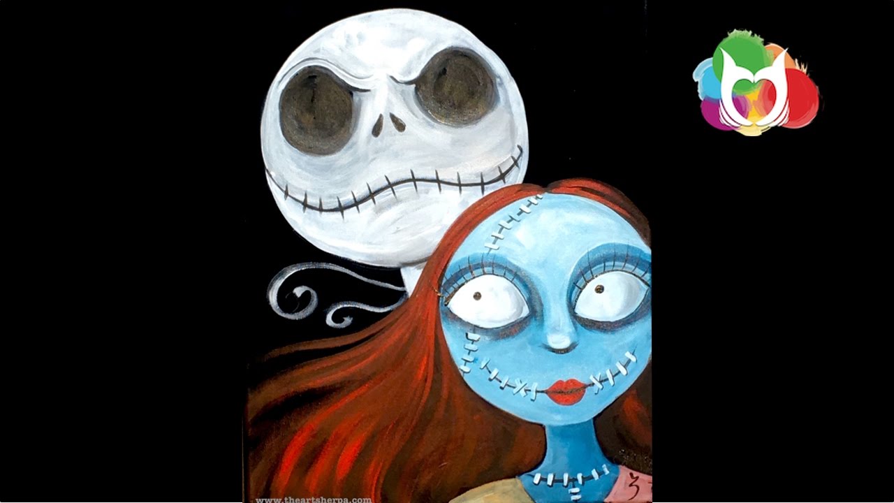 Jack and Sally in LOVE Acrylic Painting Tutorial for Beginners | TheArtSherpa