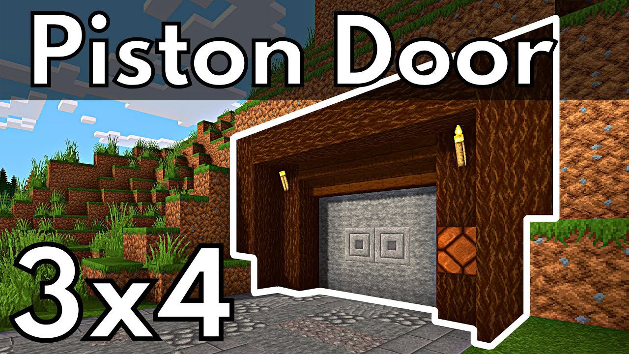 Minecraft Tutorial | 3x4 piston door | EASY Java