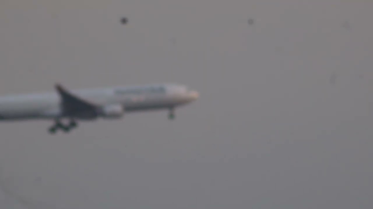 Qantas Airbus A330-300 lands from Sydney to NAIA filmed from Canon Telephoto Lenses. 01/19/2026