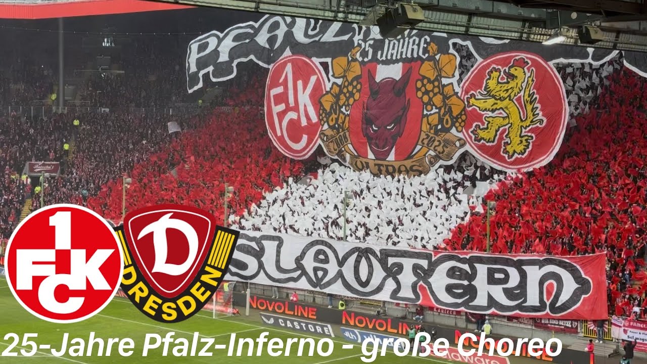 1.FC Kaiserslautern - SG Dynamo Dresden | große Choreo zu 25-Jahren Pfalz Inferno & Lautern Heimsieg