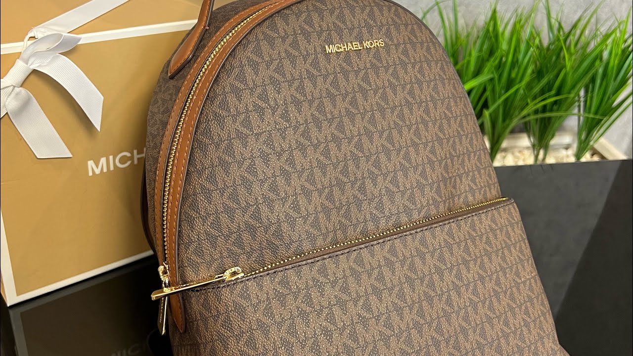Распаковка рюкзака MICHAEL KORS Sheila Medium Logo Backpack (brown)