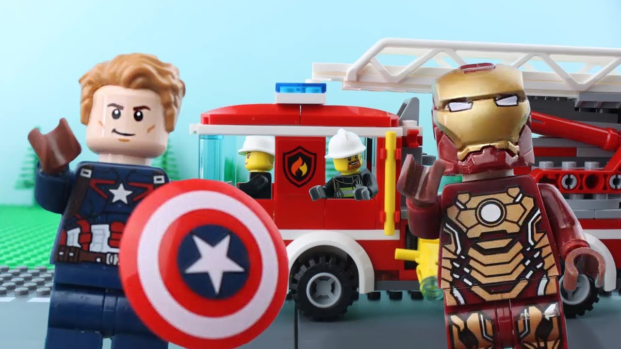 LEGO Superheroes STOP MOTION LEGO Iron Man & Captain America: Fire Truck Build | LEGO | Billy Bricks
