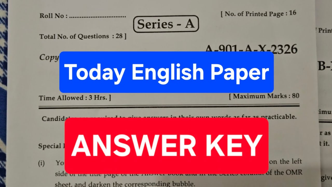 Today 10th Class english paper ANSWER KEY (03/03/2026)