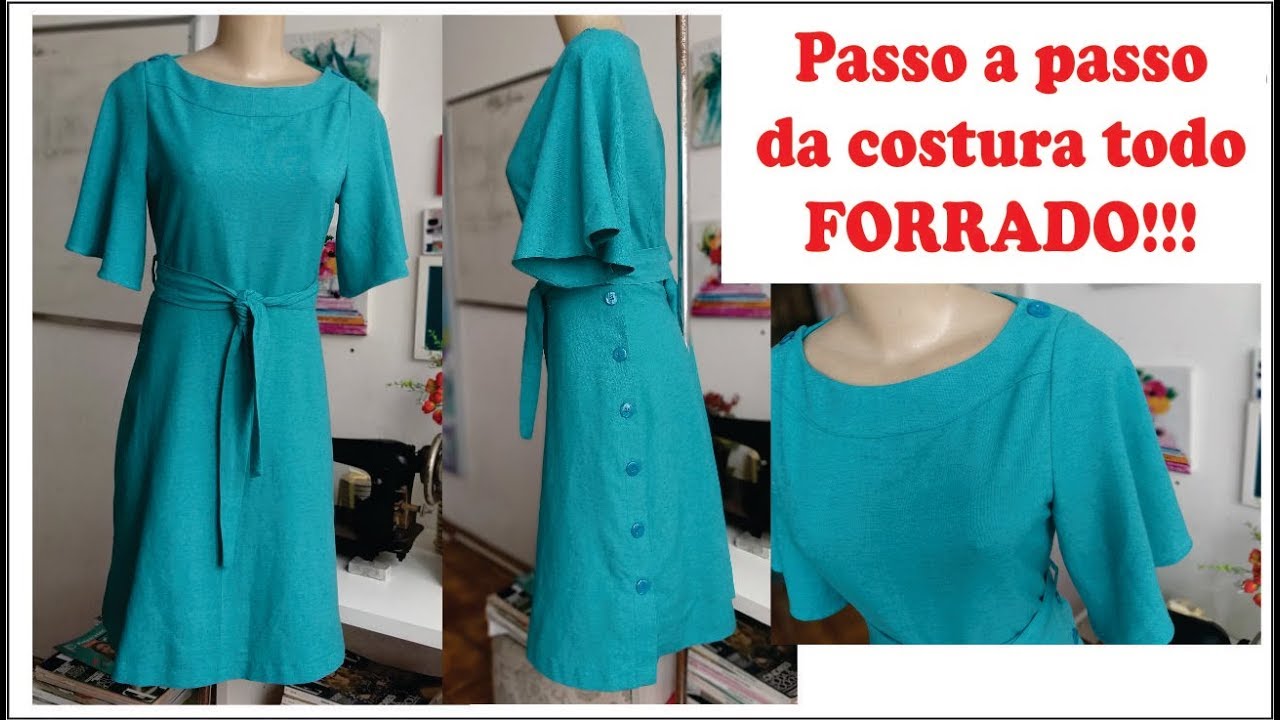 COMO FORRAR VESTIDO COM ABOTOAMENTO NA LATERAL - CÉLIA ÁVILA