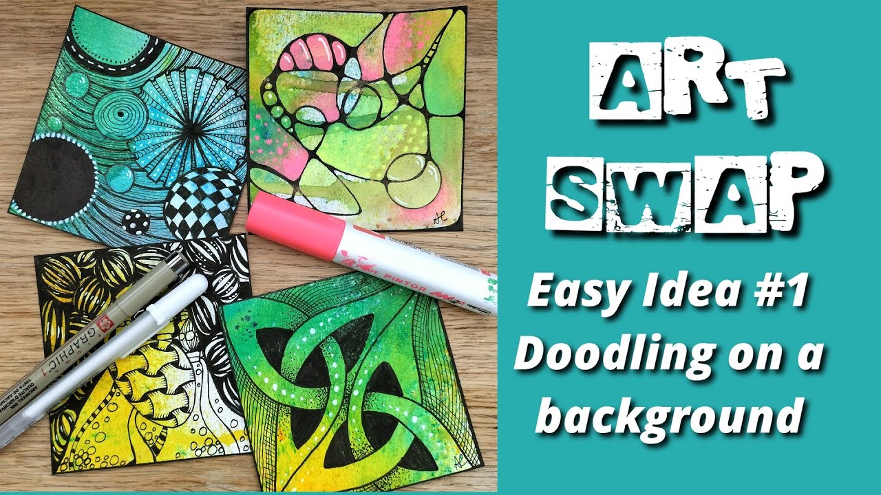 Create your Art Swap Squares || Easy Idea || Doodle on a random background