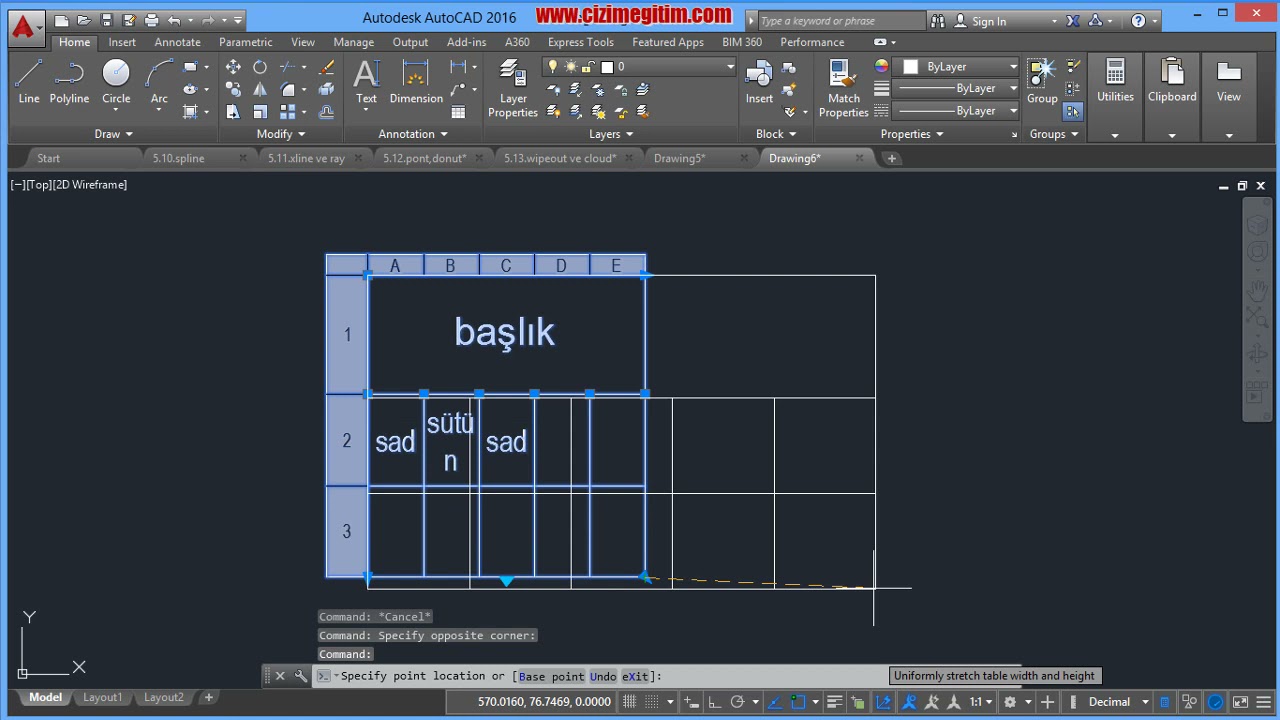 AutoCAD te Tablo ve Açıklama Oku Ekleme-(5.Bölüm 15.ders)