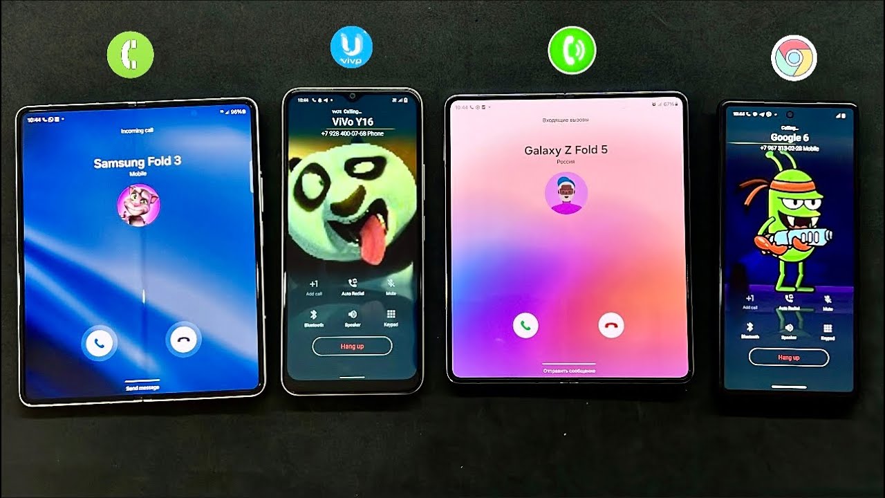 Two Samsung Galaxy Z Fold Vs ViVo Y16+Google Pixel 6 Incoming & Outgoing Calls