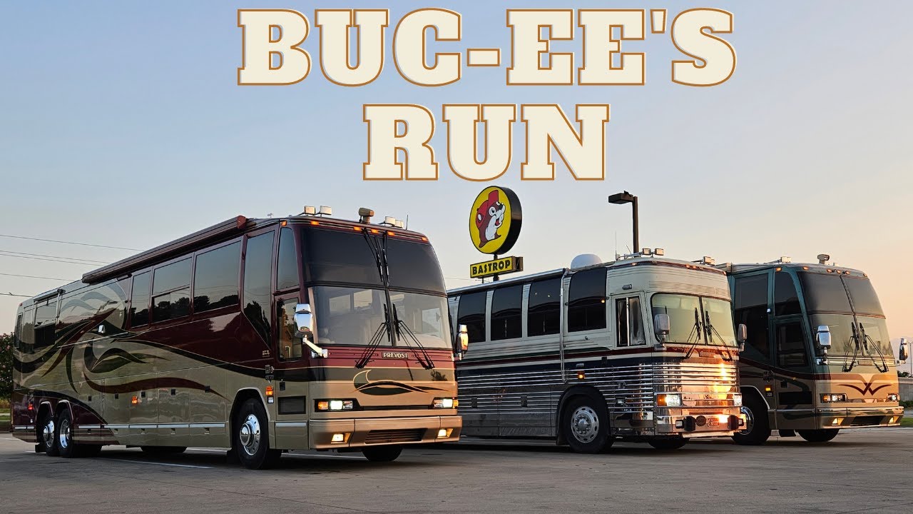 Prevost Buc-ee's Run / Multiple Coach Bus Travel Video