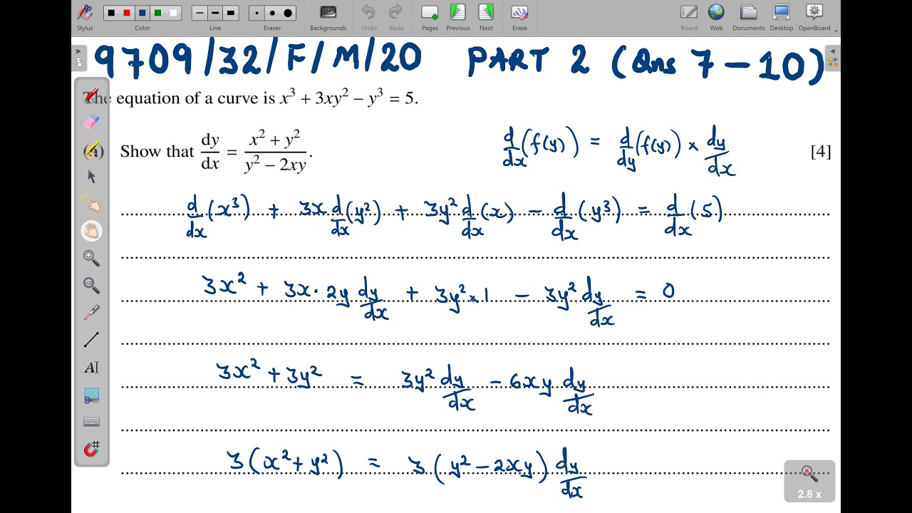 9709/32/F/M/20 - PART 2 (QNS 7 - 10)  A LEVEL PURE MATHEMATICS 3 PAPER 32 FEB/MAR 2020