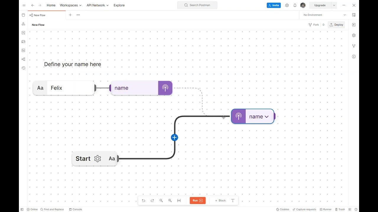 Postman Flows: How to get and set variables using Create Variable and Get Variable blocks