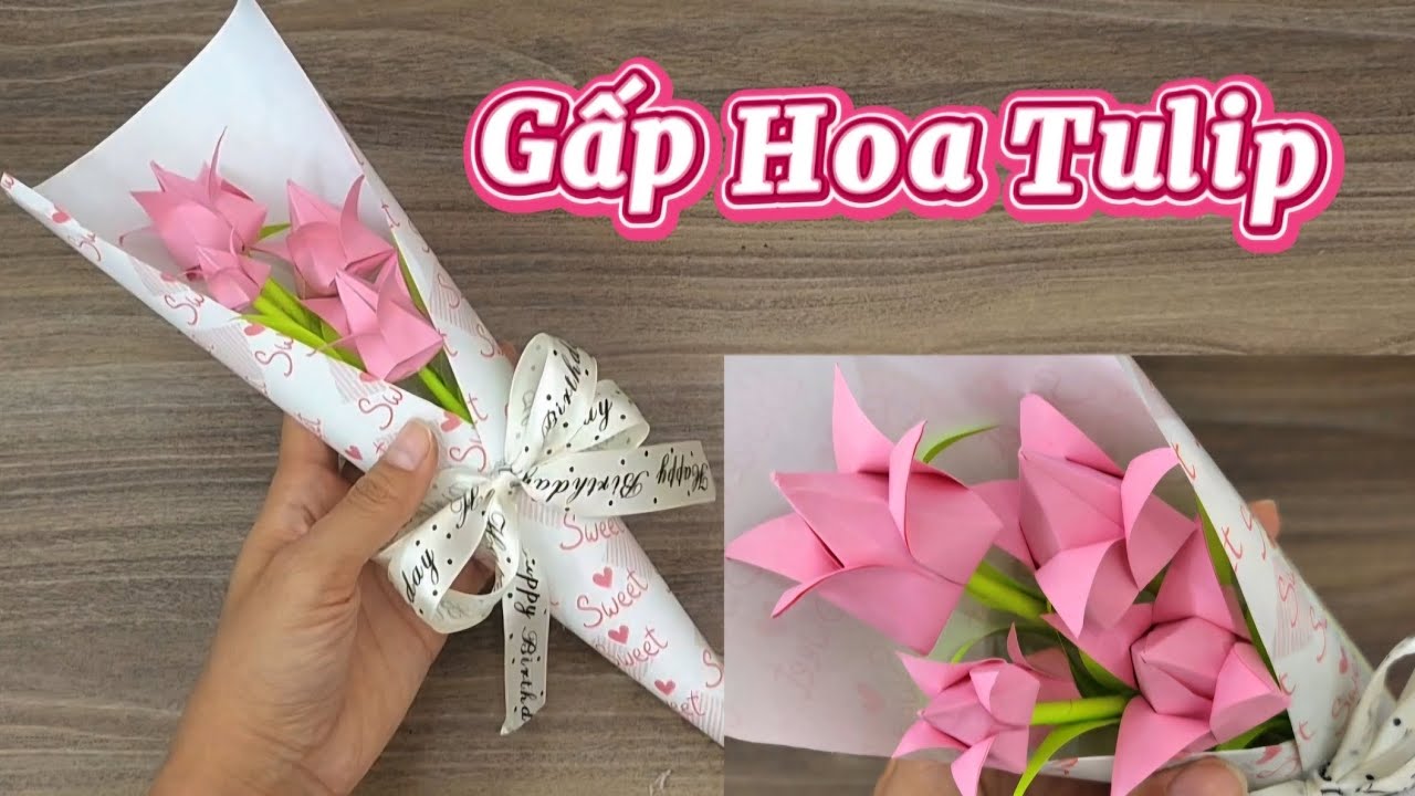 Cách gấp hoa tulip bằng giấy
