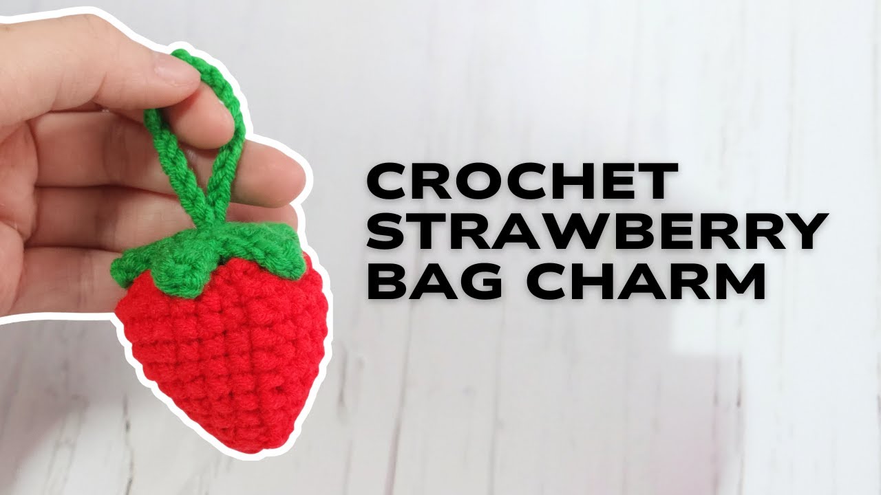 How to crochet a strawberry keychain 🧶 Crochet Tutorial
